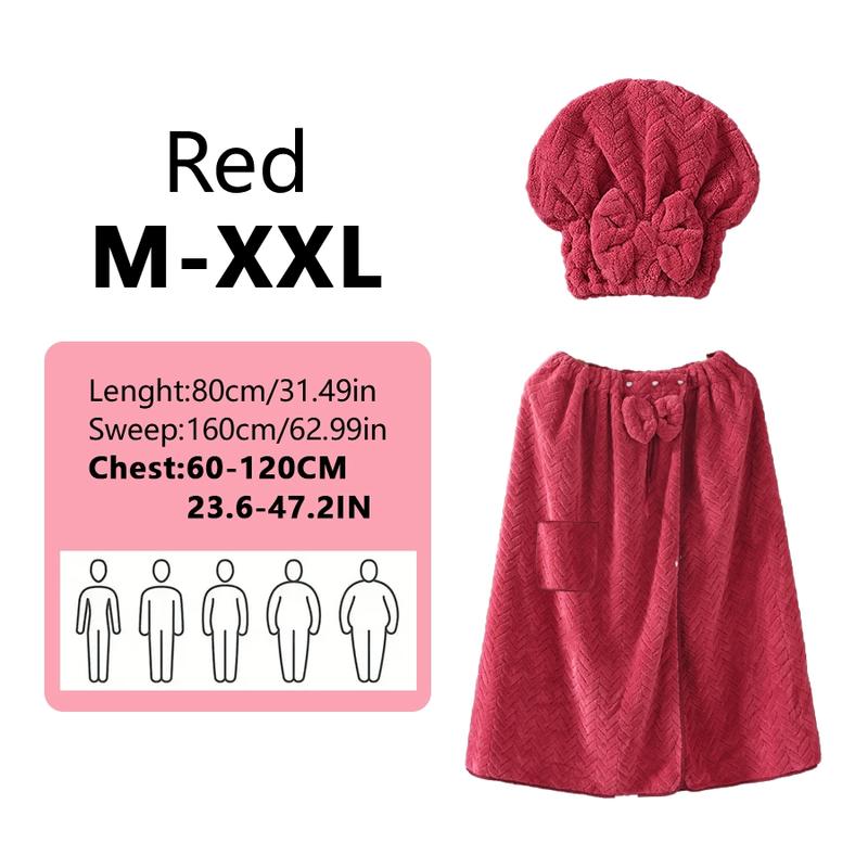 Plus Size Bath Skirt & Shower Cap Set, 2 Counts/set Adjustable Bath Skirt & Shower Cap, Thickened Bath Skirt, Ideal for Home Use, Travel, Sauna, and Spa, Womenswear