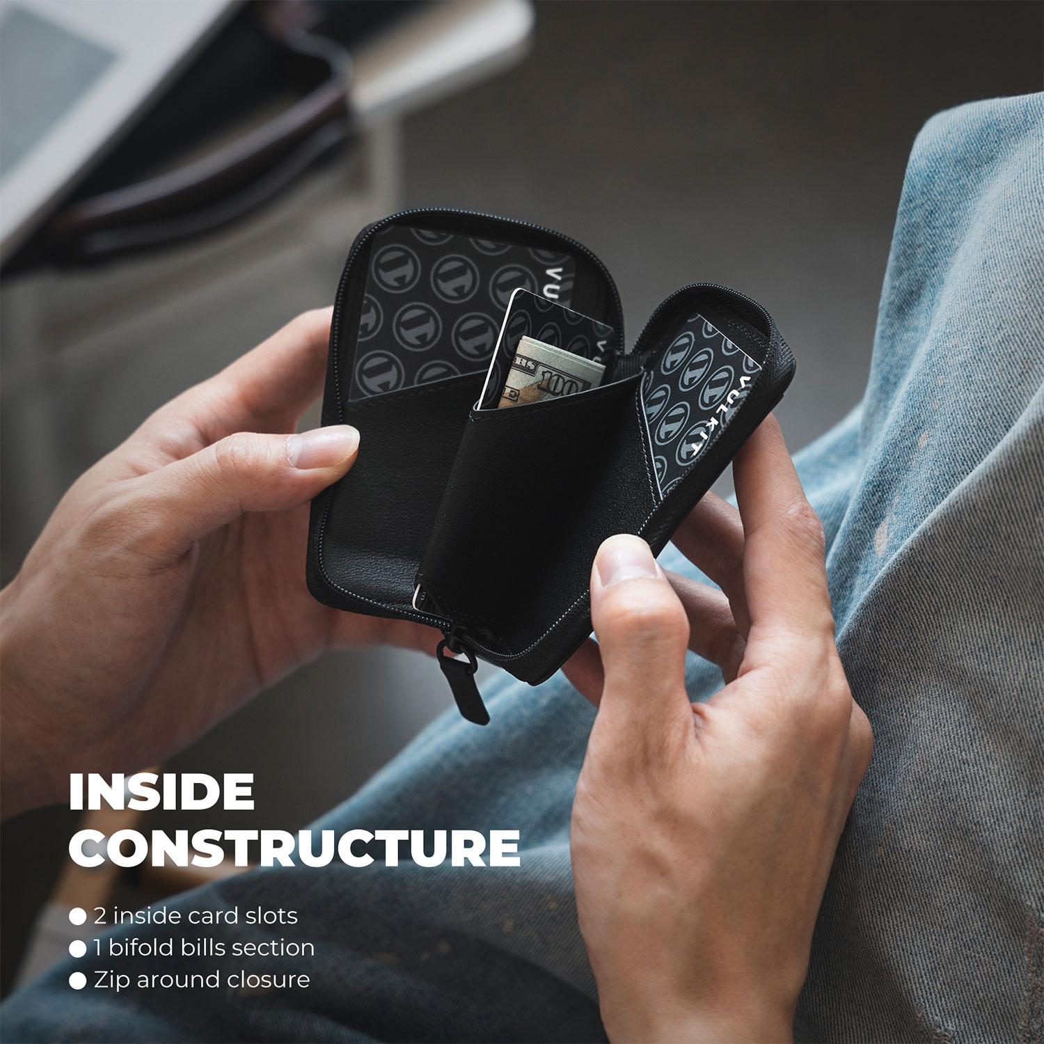 Genuine Leather ,Slim RFID/NFC Blocking Card Holder Wallet, Holds 10+ Cards & Folded Cash - VW113P