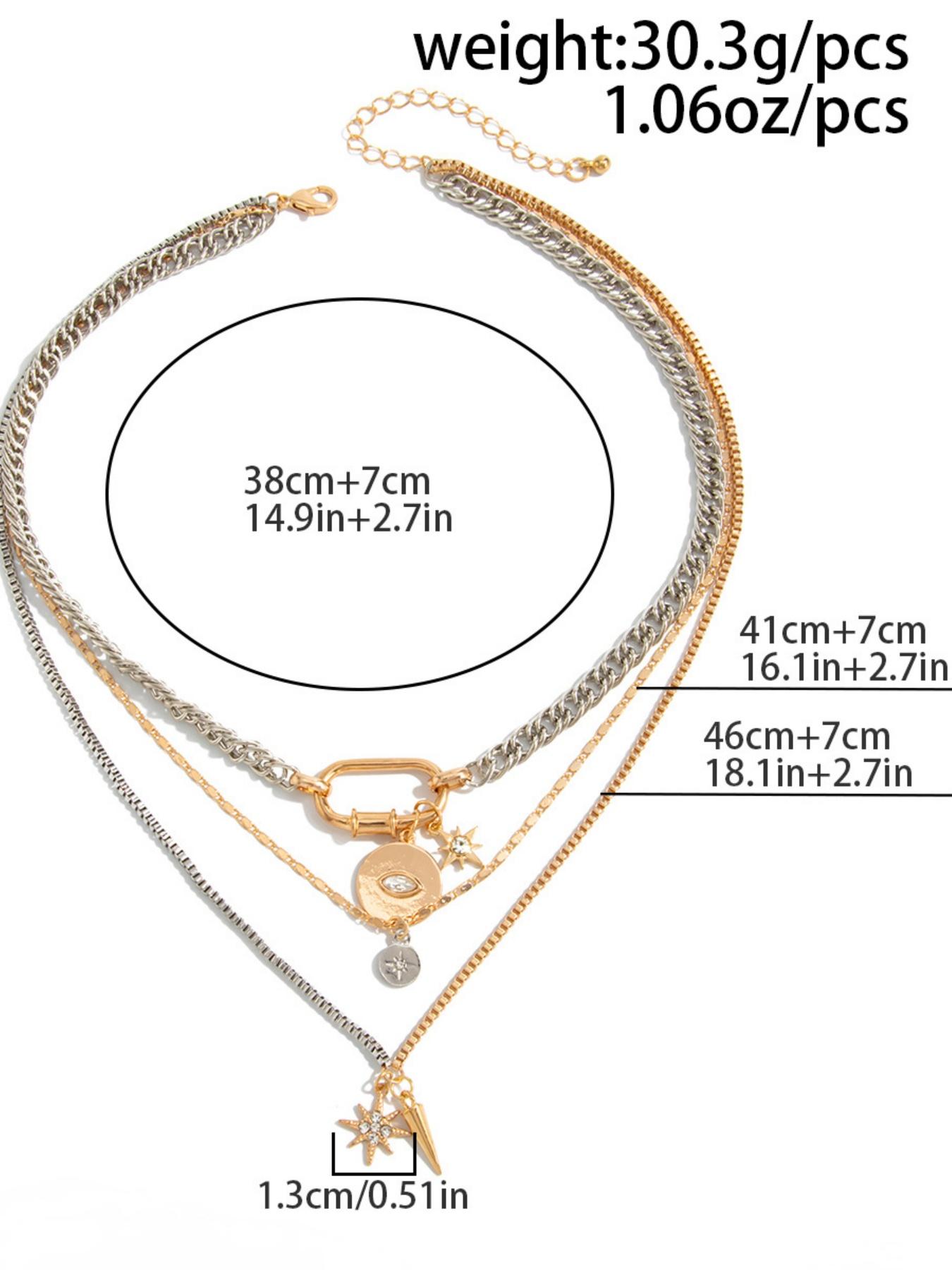 Elegant Multi-Layered Eye Pendant Necklace for Women, Fashionable Star Rivet Design, Alloy Material, All Seasons Jewelry Accessory, Charm Necklaces