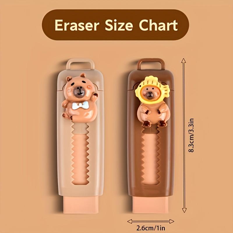 Capybara Eraser with Retractable Push-Pop Design, Multifunctional Stationery, Cute Animal Theme Durable Polyester Eraser for School, Office & Art Supplies (Multiple Colors) Capybara Eraser with Retractable Push-Pop Design, Multifunctional Stationery, Cute Animal Theme Durable Polyester Eraser for School, Office & Art Supplies (Multiple Colors)