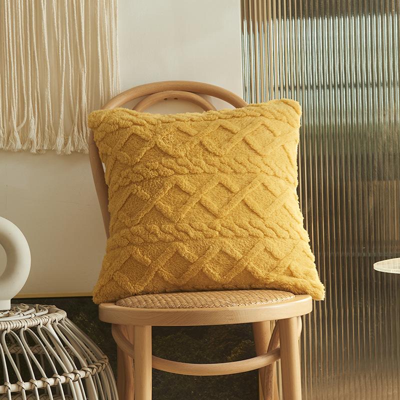 Plush Three-Dimensional Jacquard Pillowcase, Geometric Square Cushion Cover, Ideal for Living Room, Bedroom, Sofa, Chair, Versatile