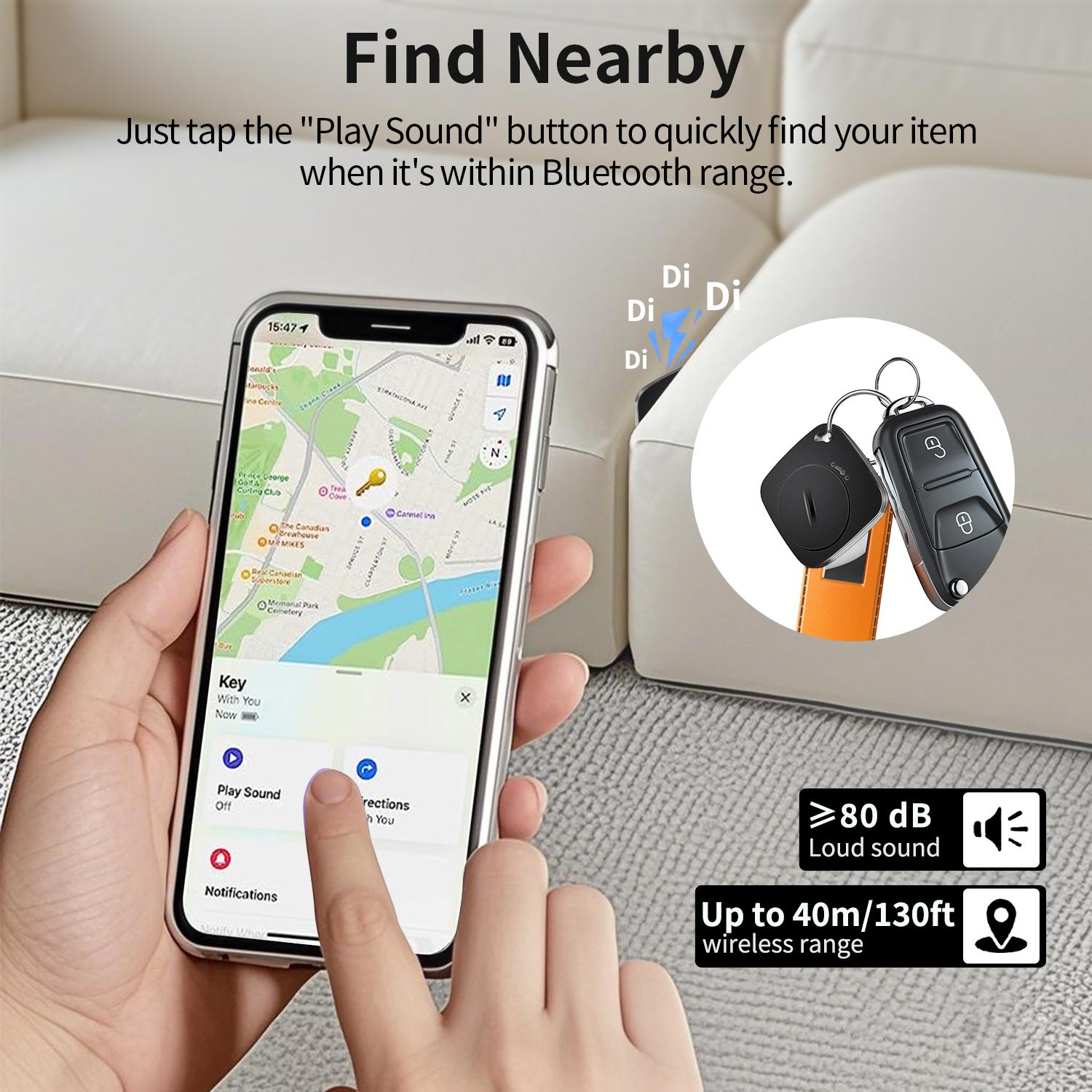 4 Pack, Bluetooth Luggage Tracker Smart Tracking Tag Works with Apple Find My APP (iOS Only, Not for Android), Keys Finder and Item Locator for Luggage, Backpack, Suitcases, Replaceable Battery(Battery included)
