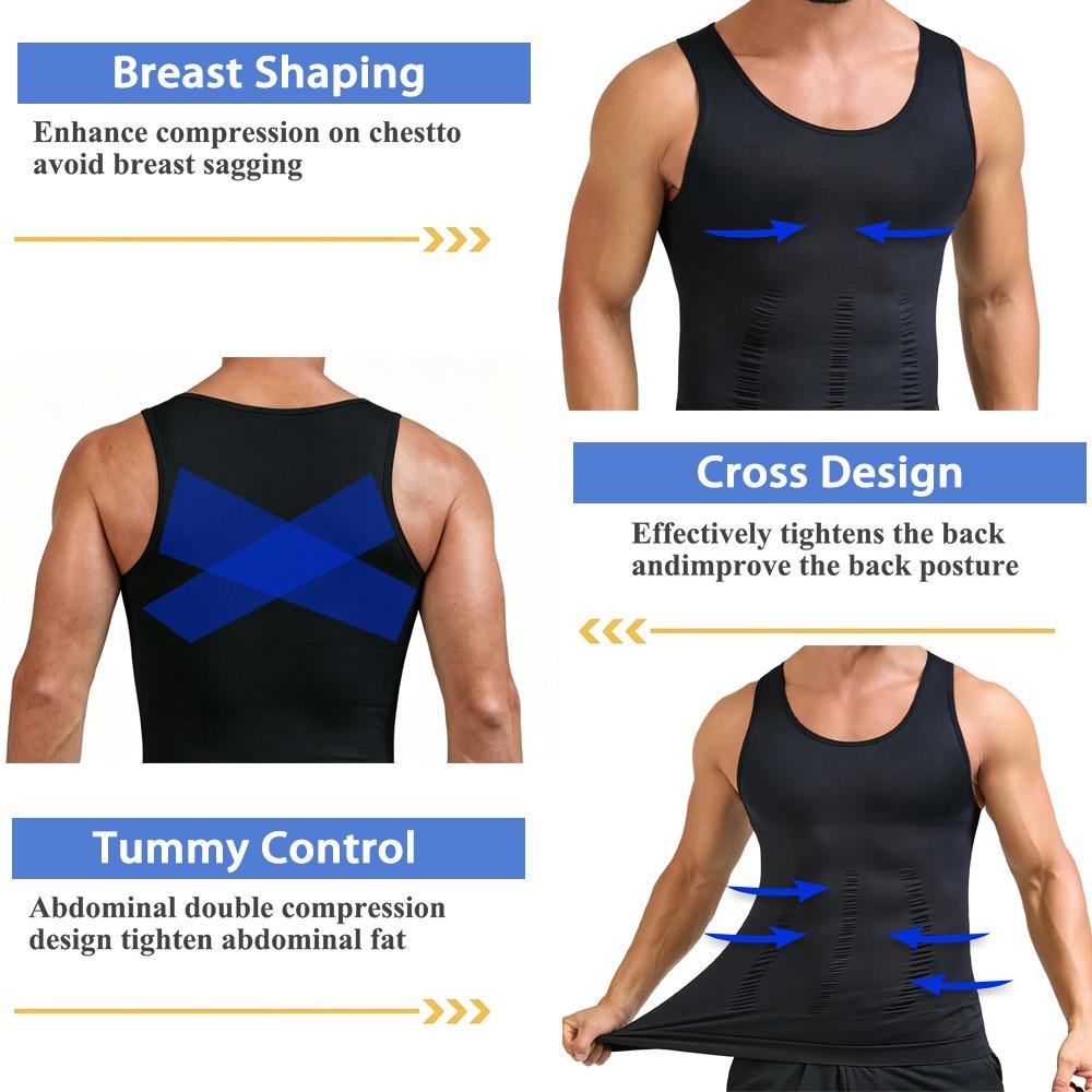 Mens Compression Shapewear Sleeveless Tummy Control Gym Fitness Soft Body Shaper Breathable Tank Top