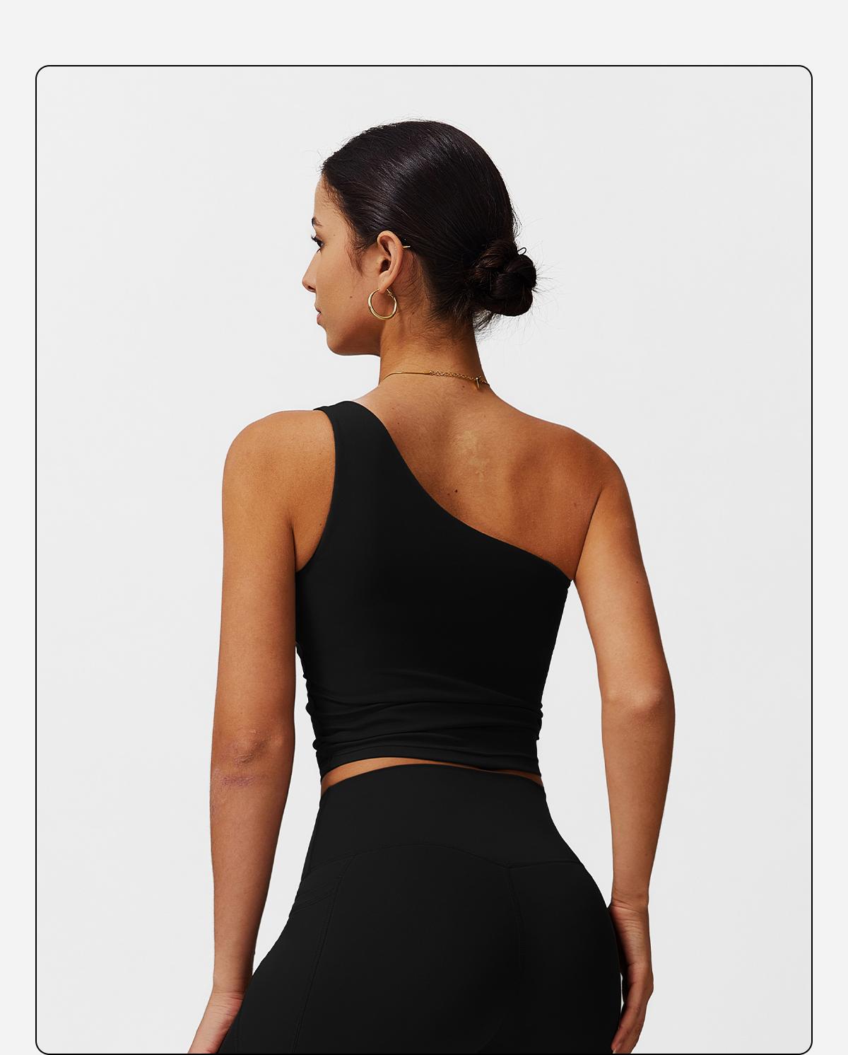 Women's Fitness Tank Top with Built-in Bra PadsUnderwear,Slanted One Shoulder Fitness Top,Yoga GymWorkout Tank Top,Yoga Outdoor Running Daily Wear TankTop Lightweight Activewear Athleisure Breathable Clothes compression tank top SpringStatements