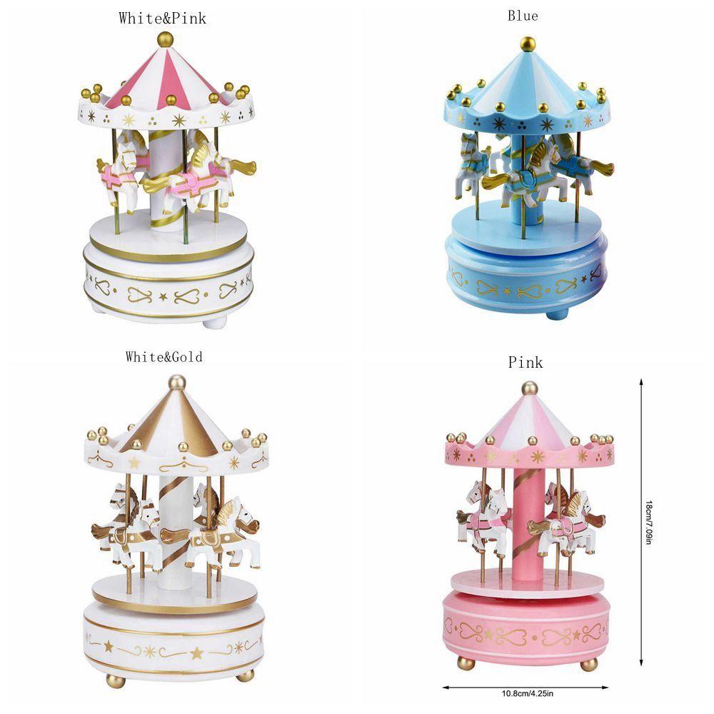Merry-go-round Music Boxes Plastic Carousel Horse Musical Box Horse Roundabout Musical Box Baby Room Decor Girls Birthday Gifts