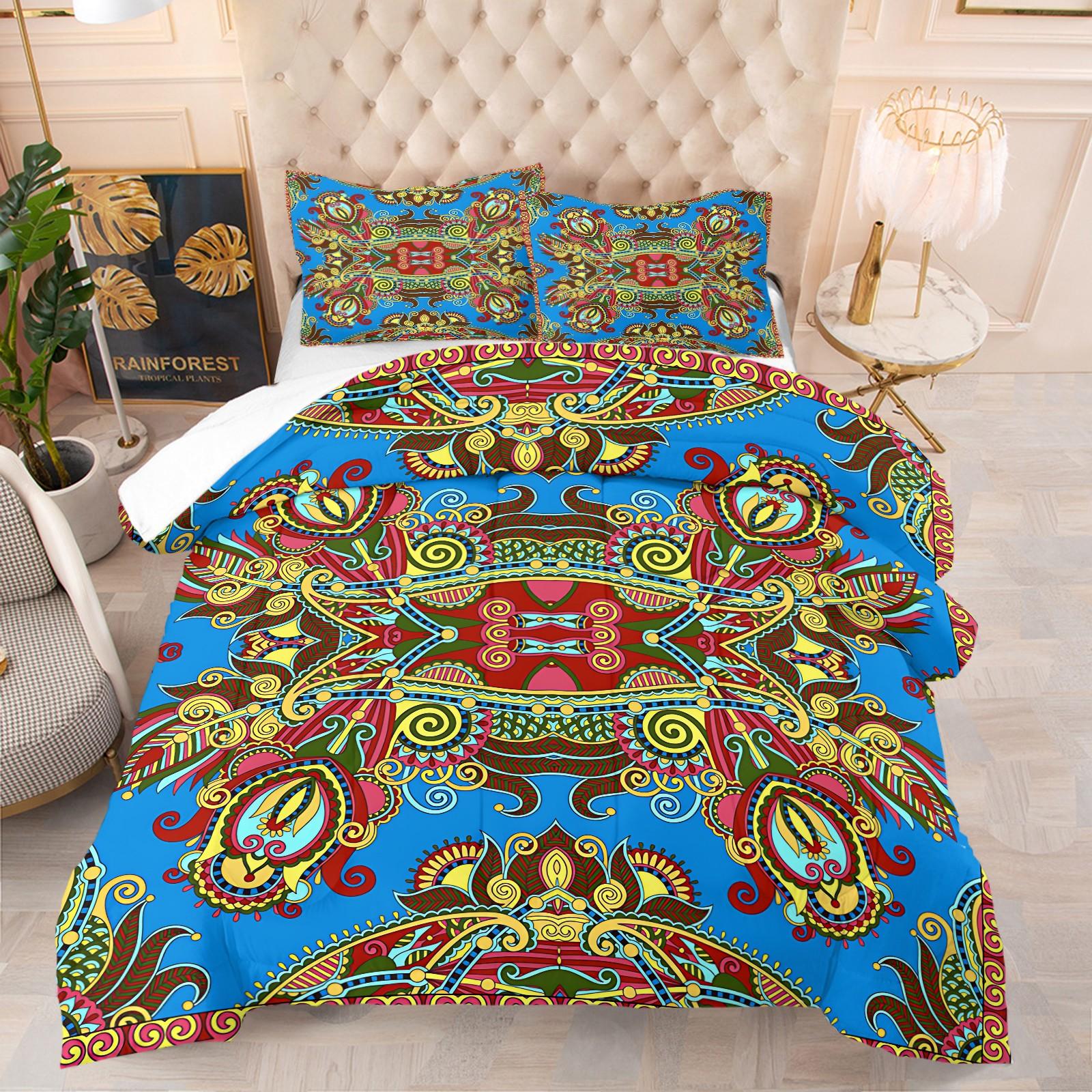 2/3 Pcs Boho Paisley Print Comforter Set, Vintage Ethnic Bedding Set, Soft Warm Lightweight with Vivid Digital Print, Fade Resistant, Ideal for Bedroom Dorm Guest Room Decor, All Season Use
