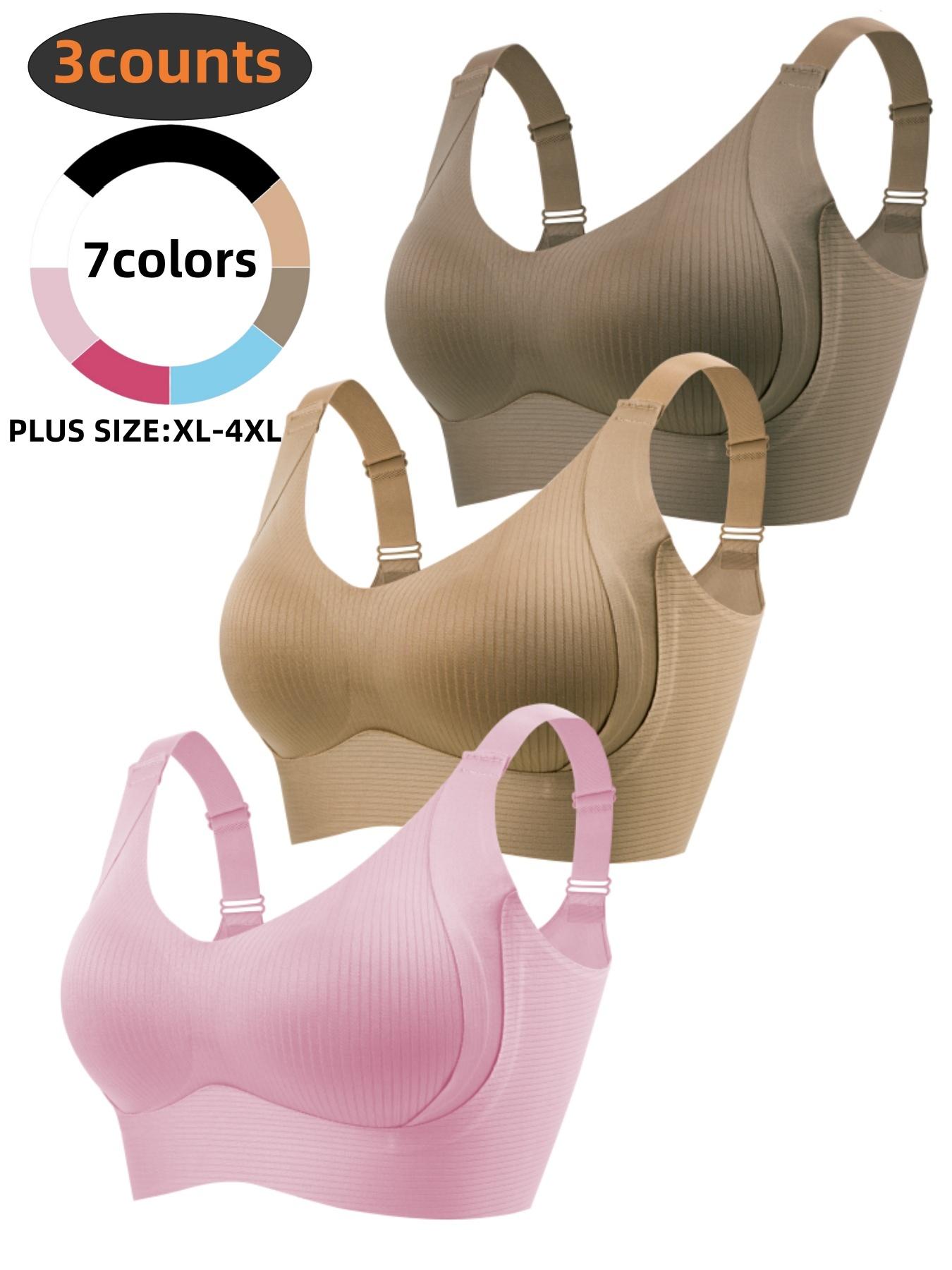 3-Pack Plus Size Comfortable Seamless Bras, Sizes 1XL-4XL, Designed for Women, Wire-Free Push-Up Style, Suitable for Daily Wear, Maximum Comfort Underwear, Wireless Seamless Bra