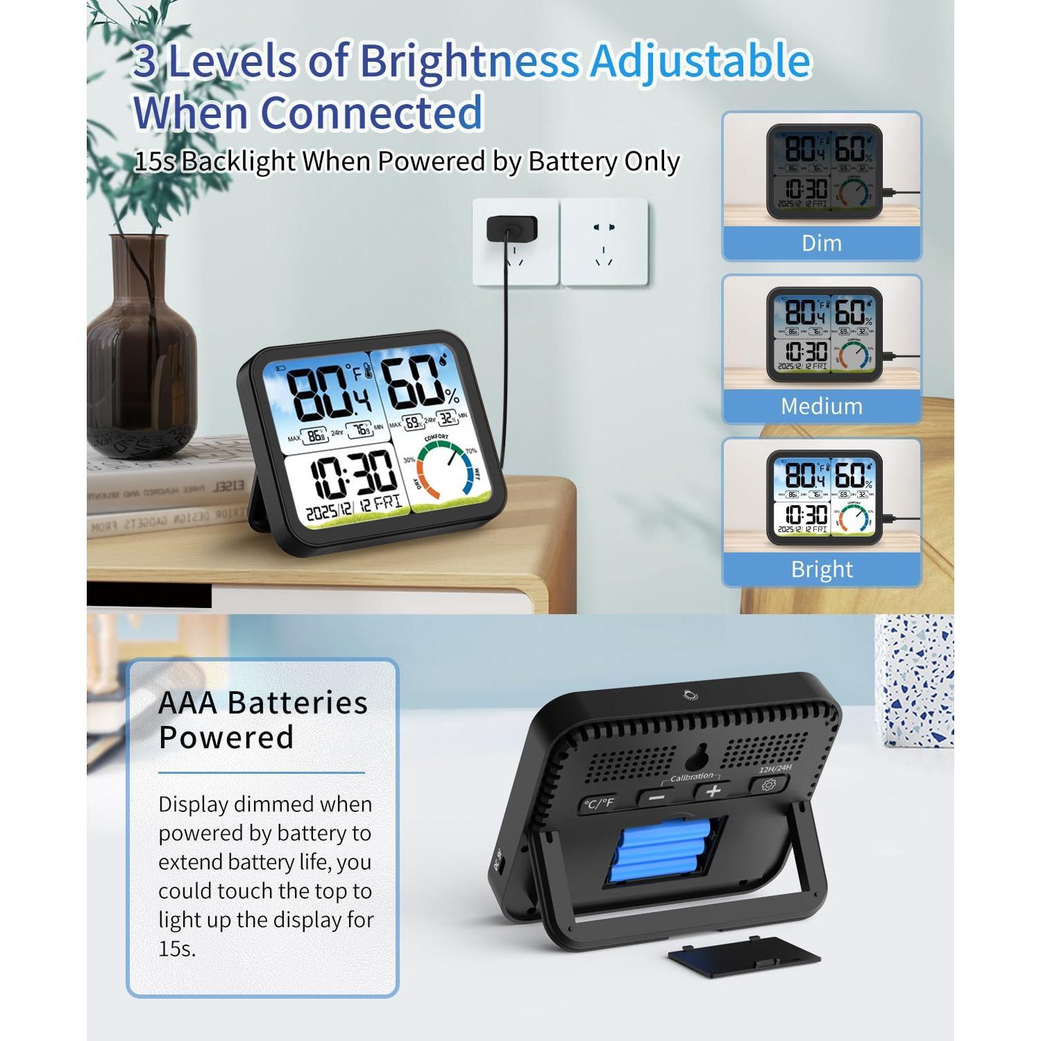 Digital Indoor Room Thermometer - 5.8'' Display Temperature Humidity Sensor with Accurate Temp Humidity Gauge , Calibration, Max & Min Records, Comfort, Backlit, Date & Clock Digital Indoor Room Thermometer - 5.8'' Display Temperature Humidity Sensor with Accurate Temp Humidity Gauge , Calibration, Max & Min Records, Comfort, Backlit, Date & Clock