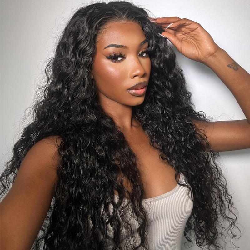 Pizazz Hair Deep wave 13x6/13x5 HD Transparent Lace Front Human Hair Wigs Deep Part Curly Wigs for Women Pre Plucked Pre Bleached