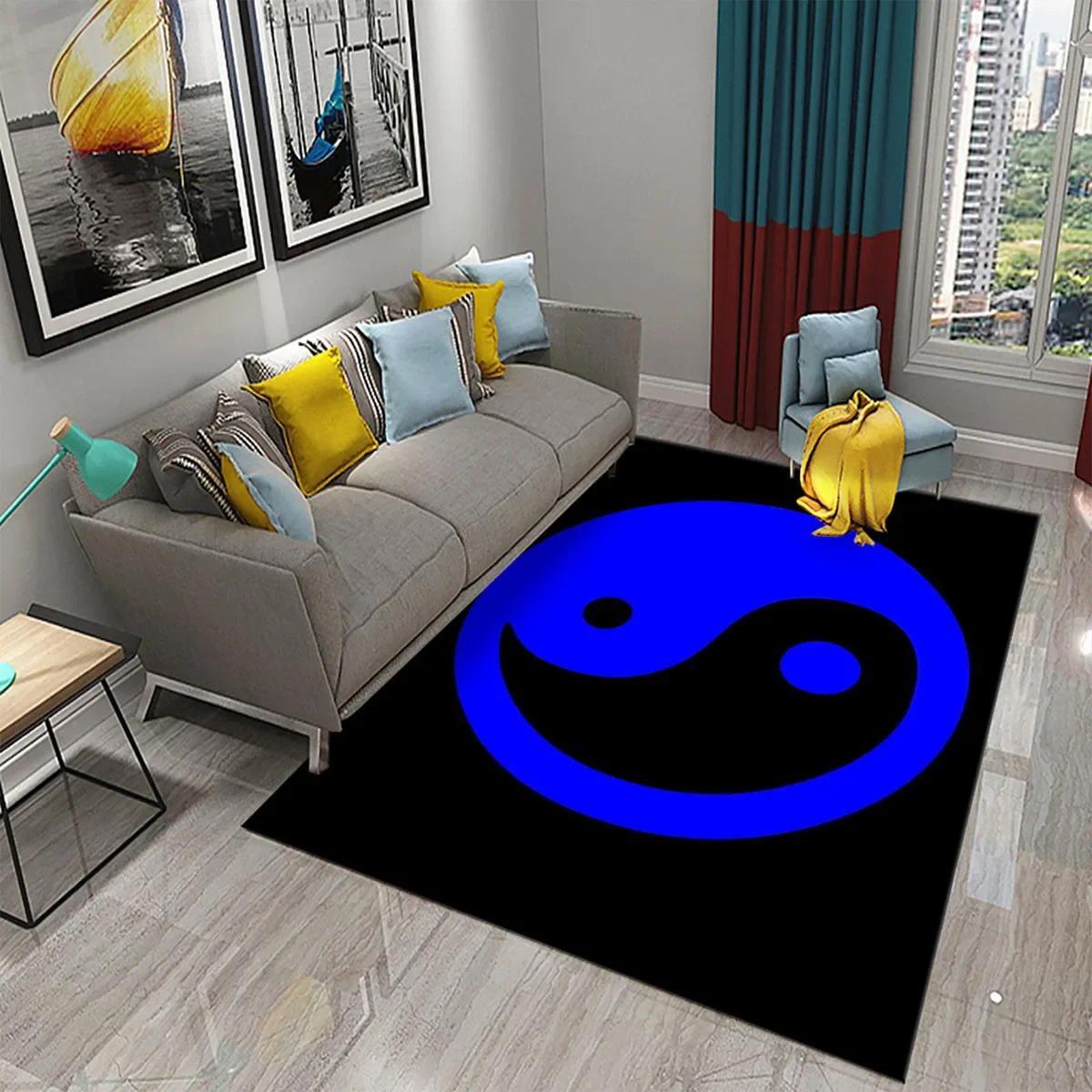 Yin Yang Tai Chi Ink Wash Flannel Area Rug - Traditional Chinese Philosophy Print Soft Mat for Living Room, Non-Slip Spiritual Home Decor#YinYangRug #TaiChiMat #InkWashDecor #ChinesePhilosophyCarpet #NonSlipFlannelRug