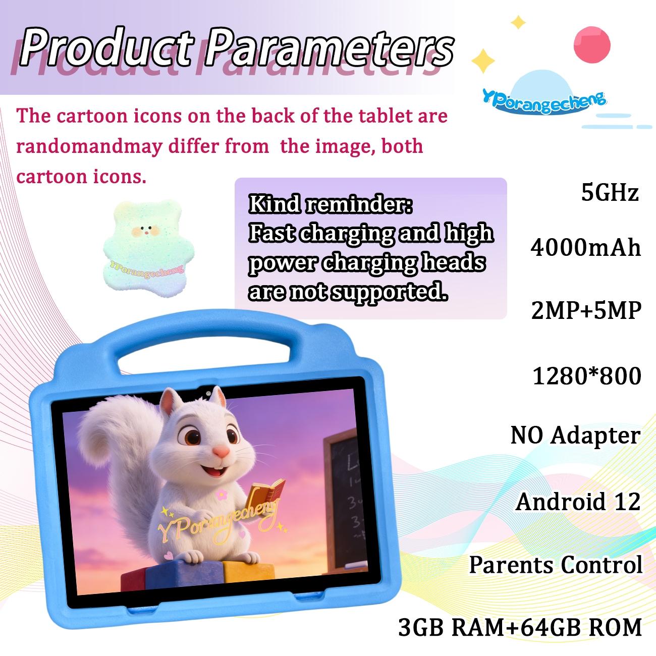 10.1 Inch Tablet for Students Children, Supports 5g WiFi Learning Entertainment, this upgraded 10.1-inch tablet offers 5G WiFi for fast and smooth learning and play, dual rear, front cameras for versatile shooting, a included protective case ,gift for kid