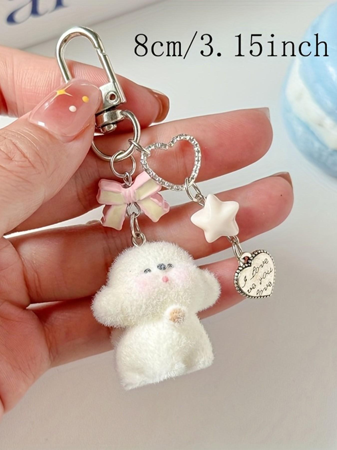Bow Cute Dog Keychain, I Love You Heart Pendant Bag Charm, Perfect for Daily Use and Holiday Gifts, All-Season Casual Accessory