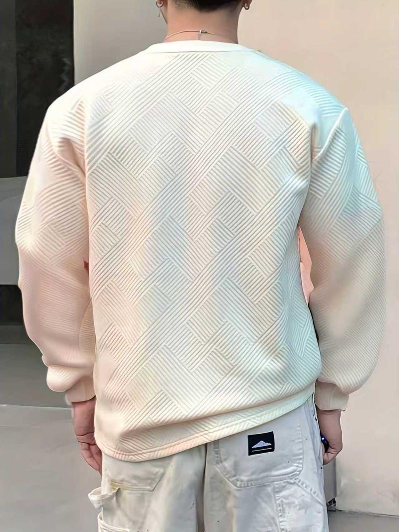 Men's Fashion Casual Sweatshirt - Soft Polyester Fiber, Round Neck ...