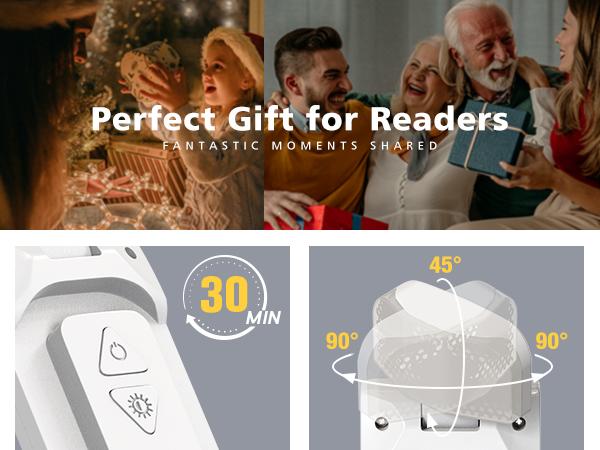 Rechargeable Reading Light with Auto Timer, 3-Colors & 5 Brightness Levels, Bookmark Clip-On LED Book Lamp, 80H Battery Life for Bedtime Reading