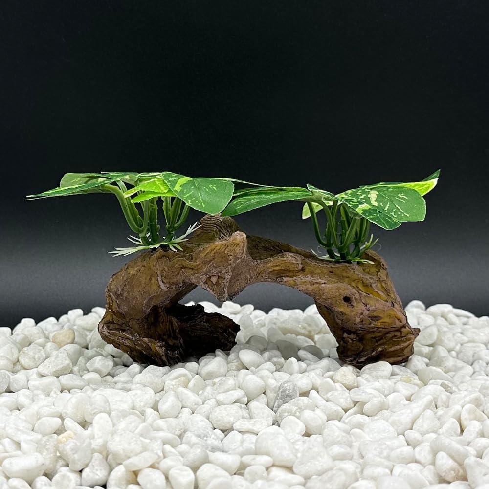 Fish  Decorations Aquarium Decor Ornaments Betta Silk Leaf pad Hammock Artifical Driftwood Cave Goldfish Bowl Accessories (Type-D)