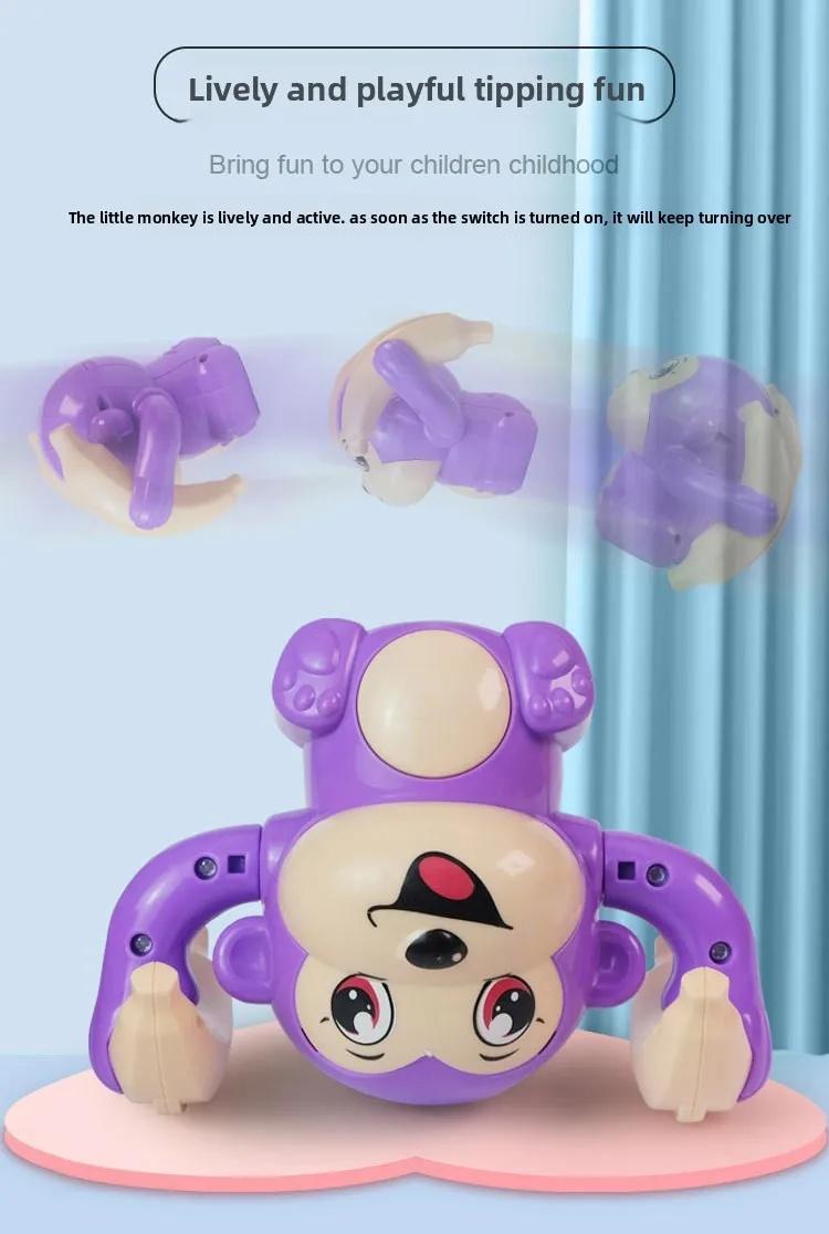 Monkey Shape Electric Rolling Stuffed Toy for Toddlers, Interactive Light & Sound Preschool Educational Puzzle Early Learning Gift