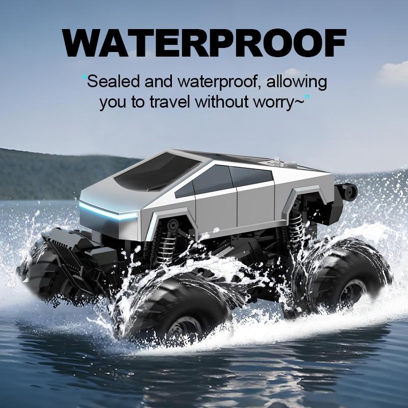 2.4GHz Remote Control Amphibious Off-Road Car, 360° Rotating Large Wheels, LED Lights, High Capacity Battery, Kids Toy, Unisex