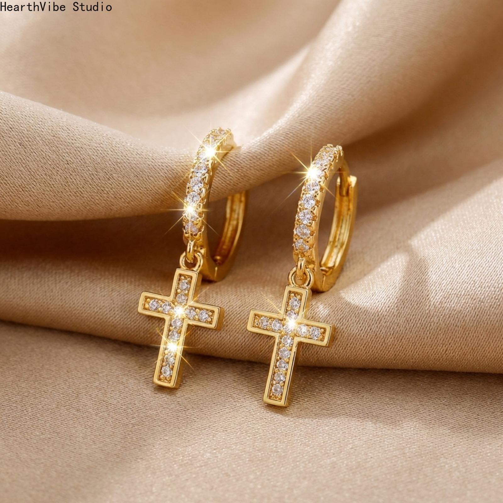 Dainty Clean Girl Rhinestone Cross Earrings | Hypoallergenic Plated Copper Minimalist Studs, Tarnish-Resistant Faith-Inspired Luxury Jewelry Gift for Her Dainty Clean Girl Rhinestone Cross Earrings | Hypoallergenic Plated Copper Minimalist Studs, Tarnish-Resistant Faith-Inspired Luxury Jewelry Gift for Her