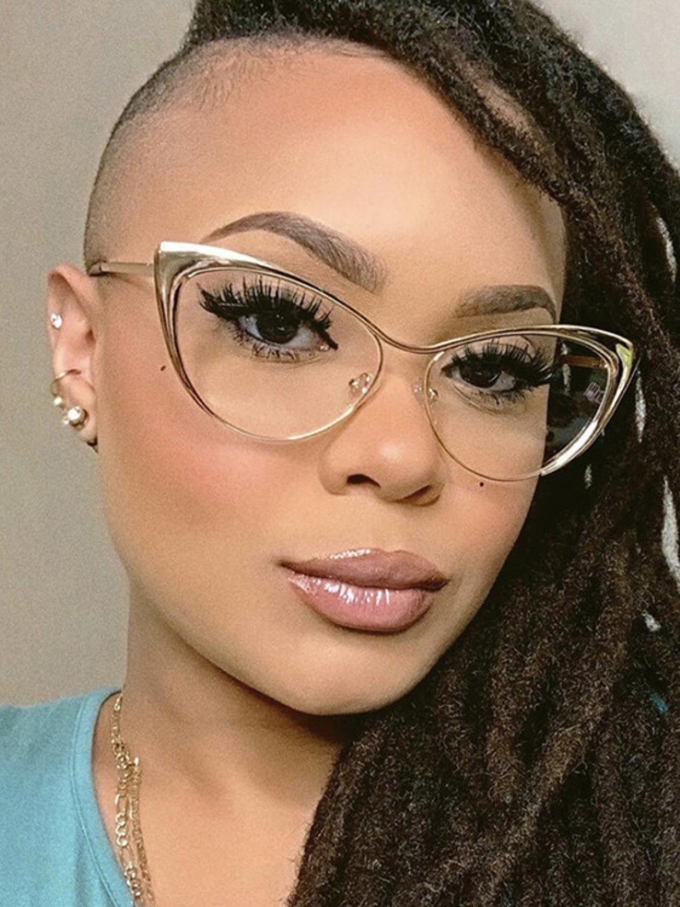 Women's Cat Eye Anti-Blue Light Glasses, Metal Frame Spring Hinges, Transparent Lenses for Computer Reading Gaming TV Phone Use, Trendy Casual Eyeglasses