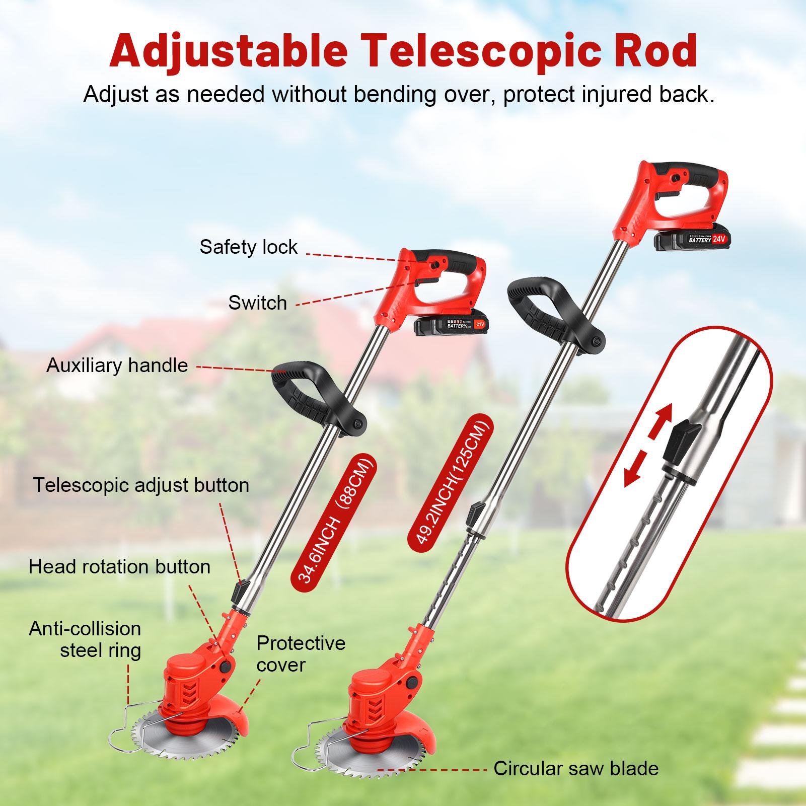 Electric Weed Wacker Battery Expandable cordless Weed Eater with 2 Batteries Motor 3-in-1 Adjustable Kit BrushlessString Trimmer/Grass Trimmer/Lawn Mower Multi-Purpose lightweight Telescopic Handle Perfect Partner for Garden and yard Lawn Care