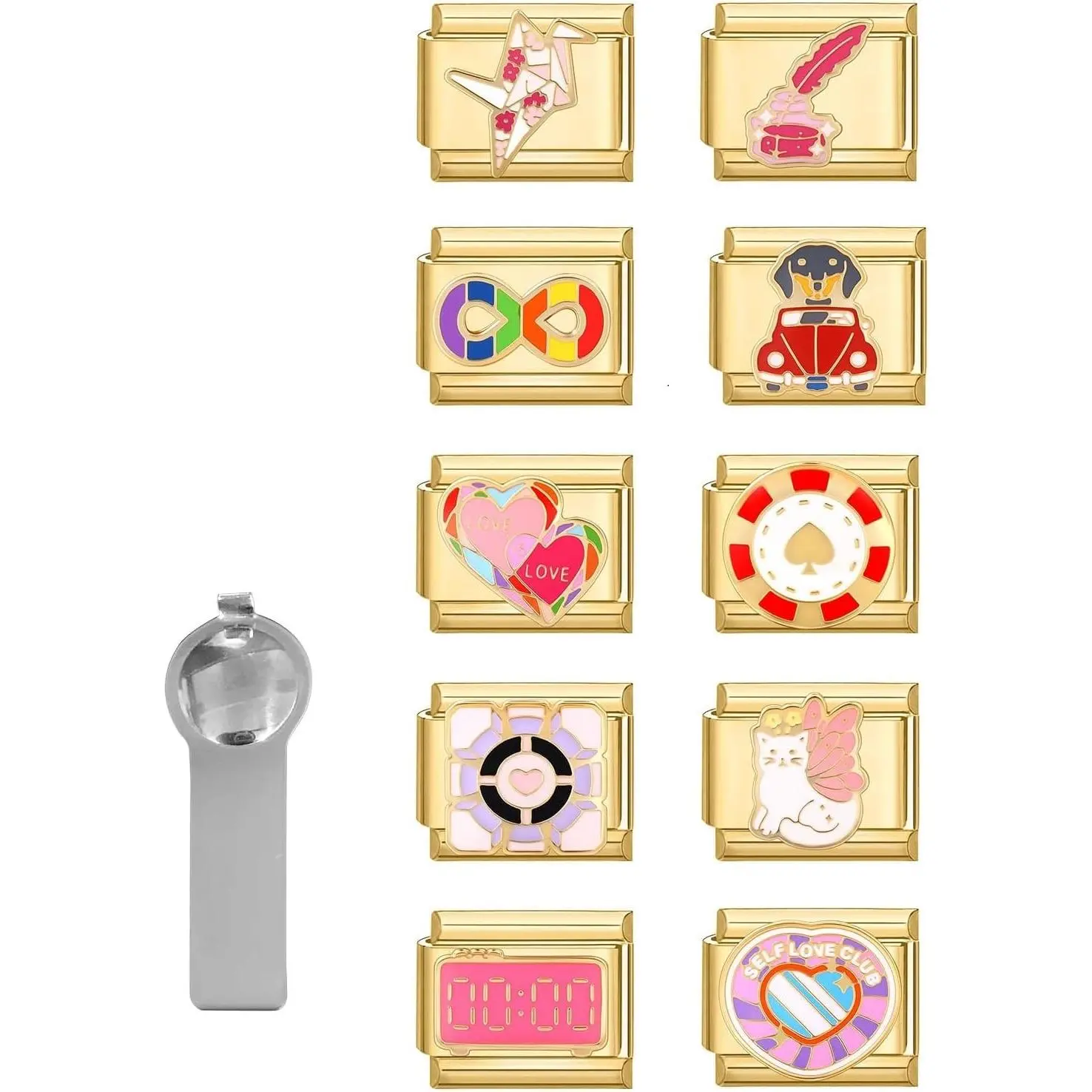 Italian  Bracelet Charms  Set with     Charms Opening Tool 9mm Modular Italian  Bracelet Links Bulk Pack  DIY