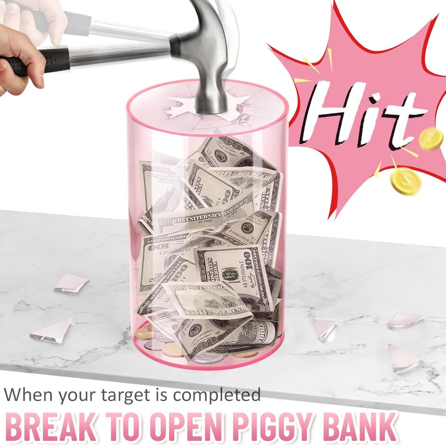 Acrylic Coin Bank Cylinder, Transparent Money Box, One-Way Inlet, Kids Gift, Independence Day Memorial, Desktop Decoration, Savings Planner, Acrylic Savings Jar, Acrylic Piggy Bank