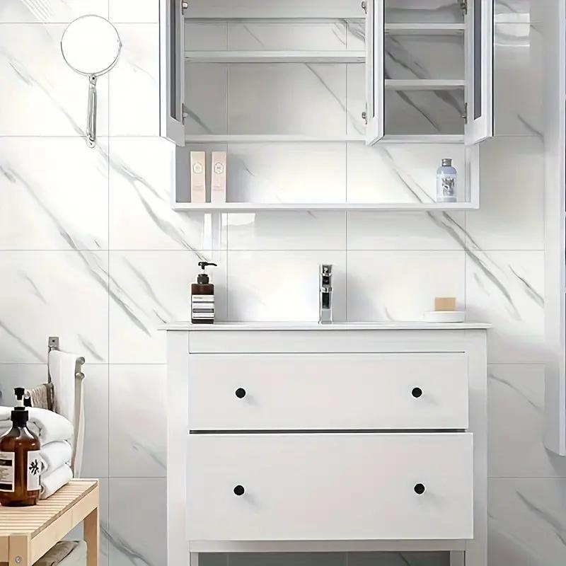 Marble Pattern Self-adhesive Wall Panel, Waterproof Peelable & Stick-on Shower Wall Panel, Suitable for Bathrooms and Kitchens