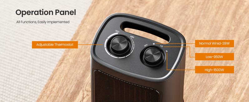 R.W.FLAME Indoor Small Heater, 1500W/950W PTC Ceramic Heater with Thermostat, 3 Modes, Overheat & Tip Protection, Small Size, Easy to Carry, Suitable for Bedroom, Living Room, Dormitory R.W.FLAME Indoor Small Heater, 1500W/950W PTC Ceramic Heater with Thermostat, 3 Modes, Overheat & Tip Protection, Small Size, Easy to Carry, Suitable for Bedroom, Living Room, Dormitory