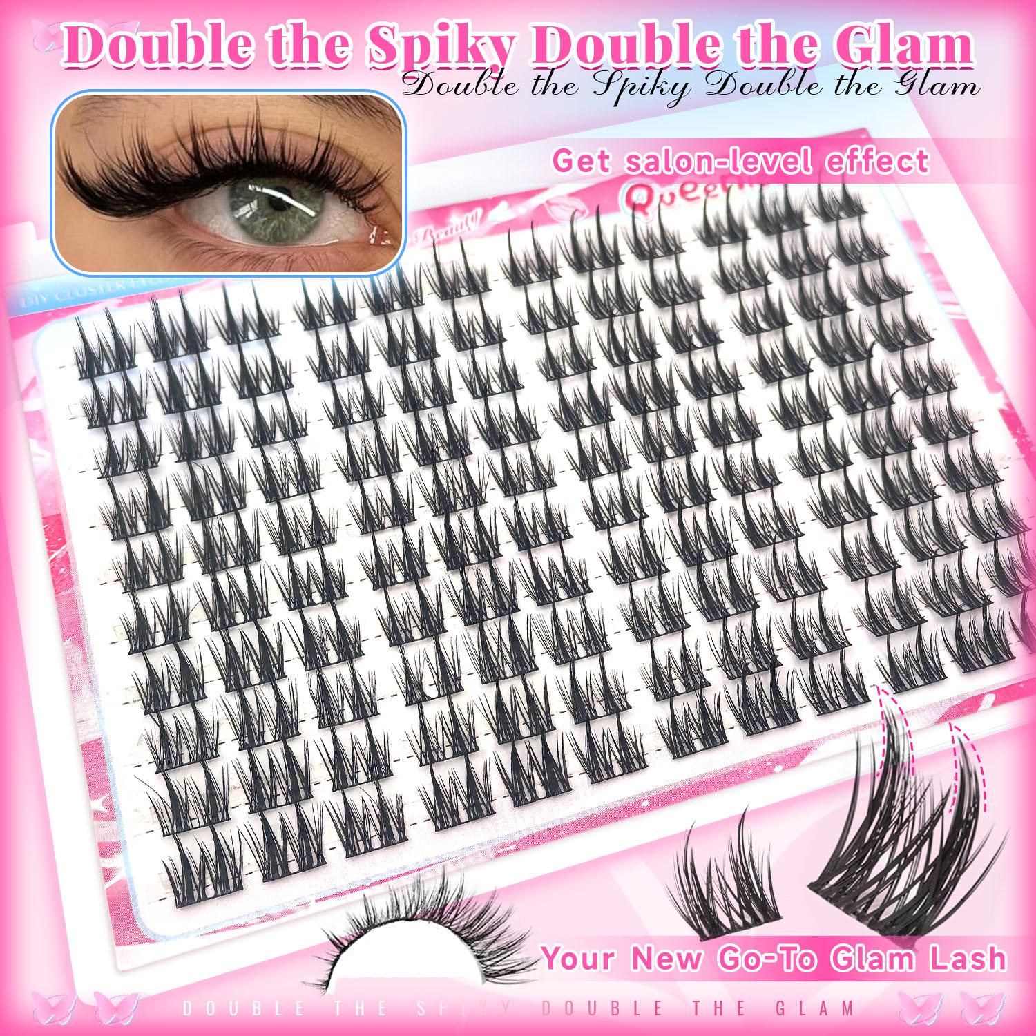 Manga double Spiked lash clusters kit Featuring Natural Eyelash Extension Manga feeling/wetlook/Spikes/Fairy shape eyelashes Perfect D Curl Are Naturally Thick Reusable false eyelashes Suitable for gifting and personal use