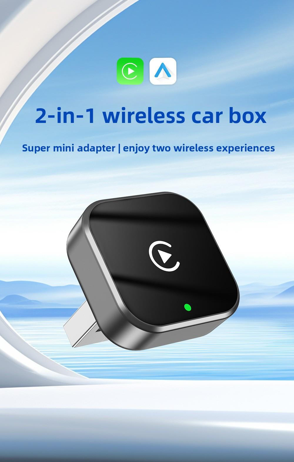 2in1 Wireless CarPlay & Android Auto Adapter, 5GHz Plug & Play Wired to Wireless Car Converter