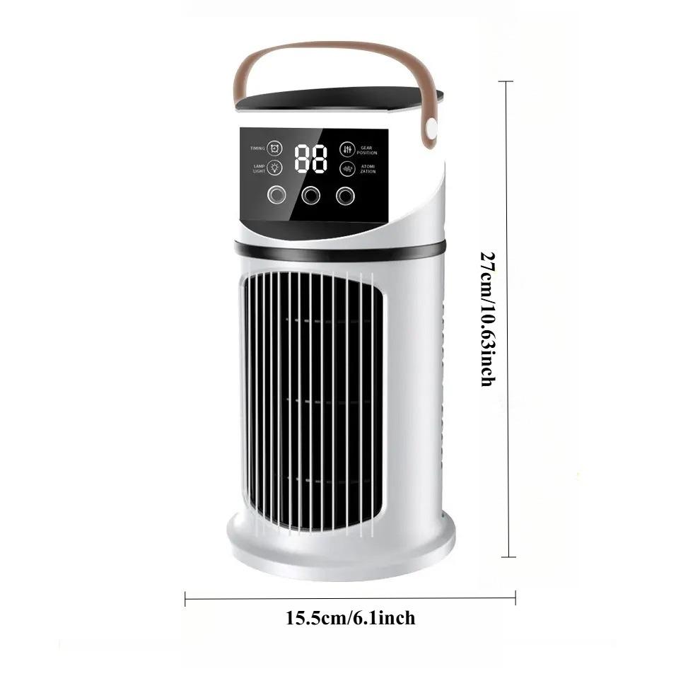 Mist Humidifier Air Conditioner Fan, Evaporative Cooling Fan, 9 Settings, Triple Spray Adjustment, 8-Hour Timer, 7-Color Lights, Essential Summer Tool