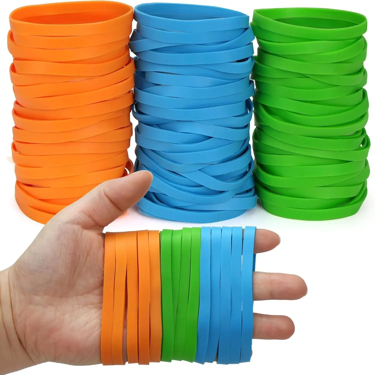 Rubber Bands, Size 64 (3-1/2" x 1/4"), 0.5 lb Approx 130 Pcs Thick Heavy Duty Colored Rubber Bands for Office Supplies