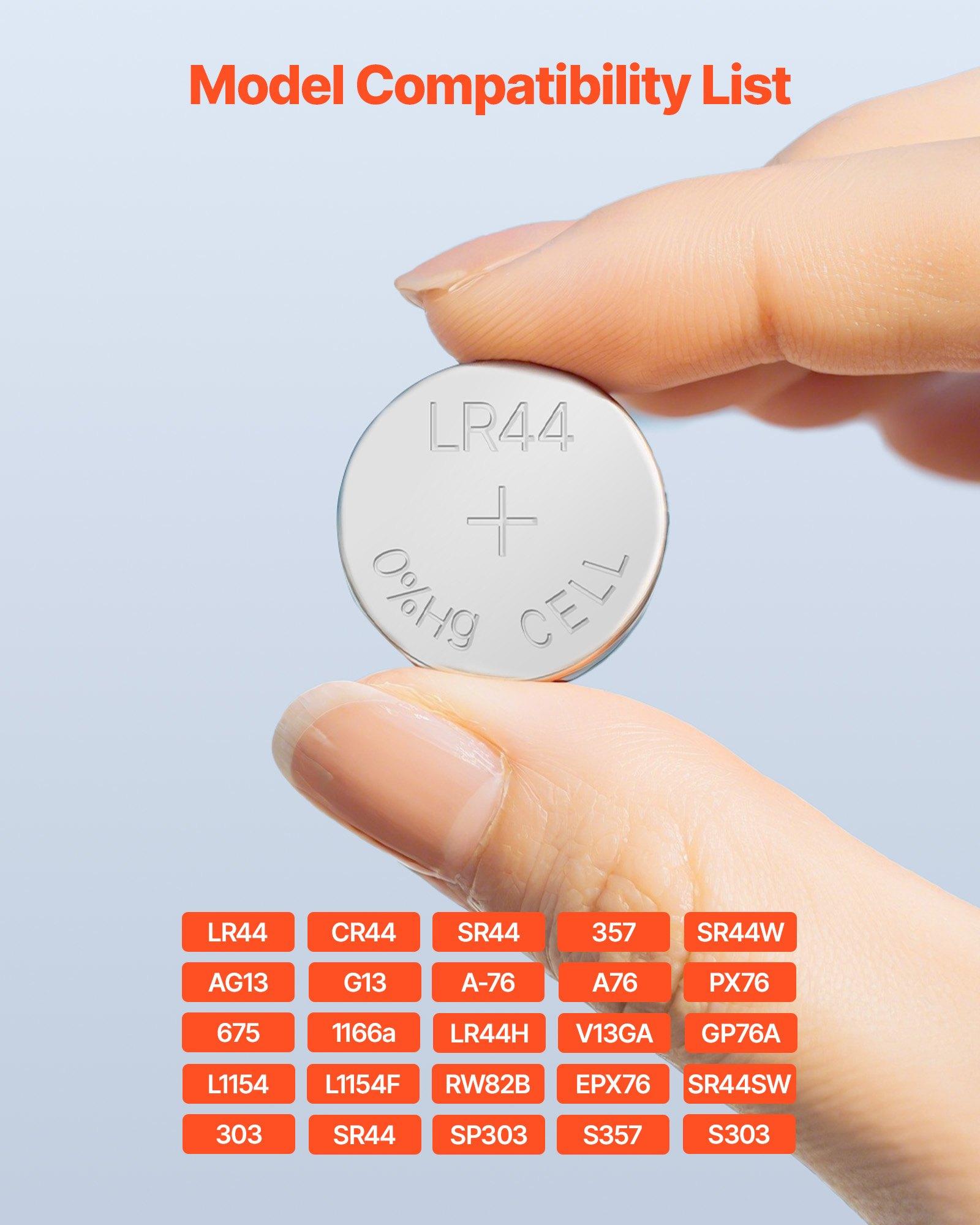 【DealsForYouDays】VEVOR Button Cell Battery, 4 Pack (40 Count) LR44 Alkaline Batteries Non-Mercury, AG13 357 303 SR44 Battery 1.5V Button Coin Cell Batteries for Remote Controls, Heart Rate Monitors, and Other Devices