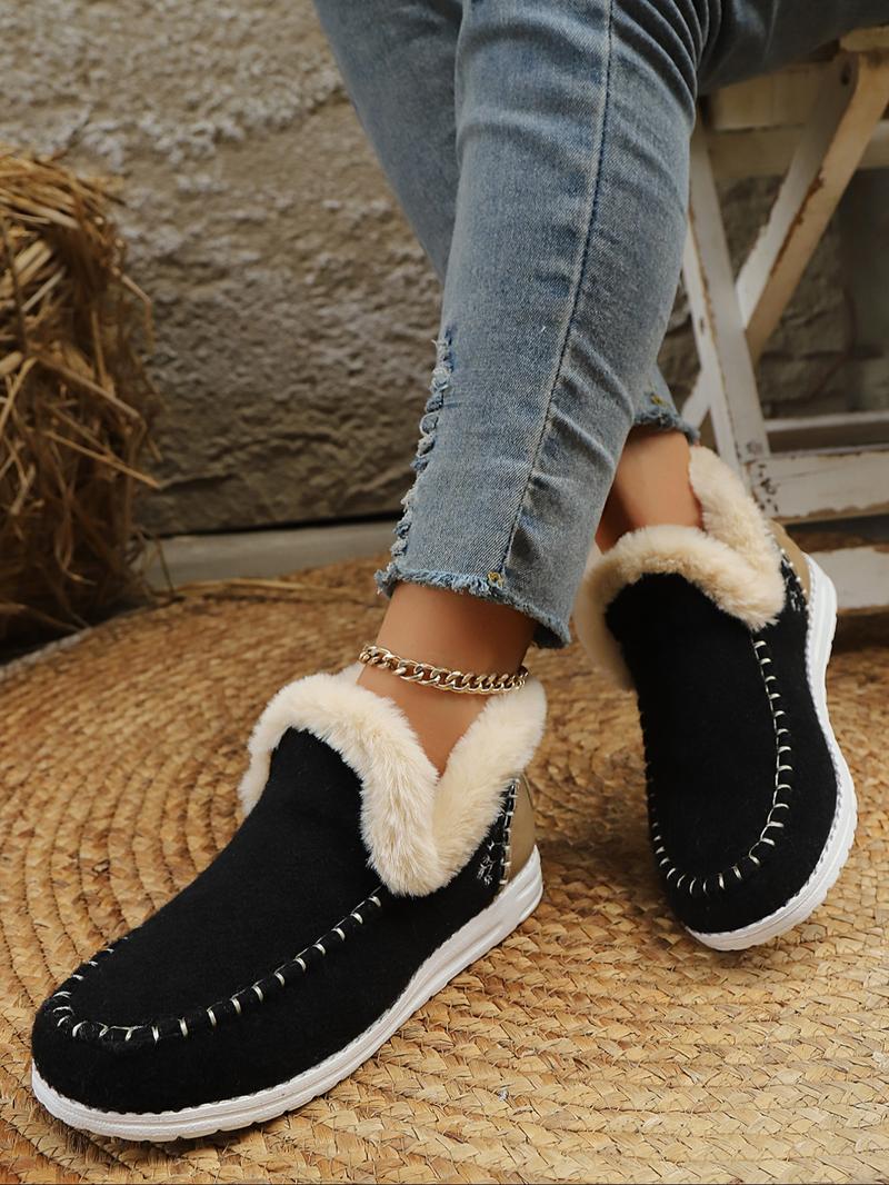 Women's Fashionable Patchwork Design Sneakers, Casual Comfortable Warm Soft Sole Shoes for Fall & Winter, Female All-match Round Toe Sports Shoes for Daily Wear, Lightweight Slip Ons