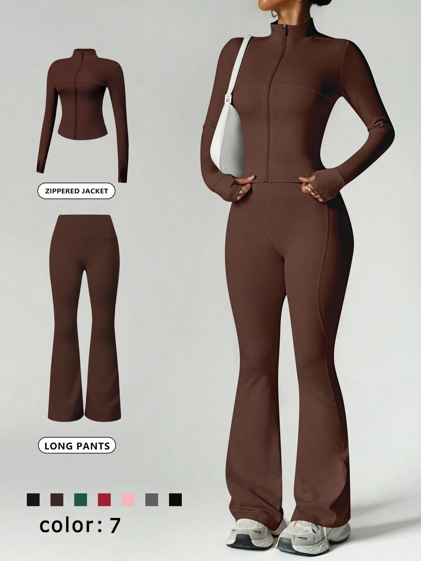 Women's 2 Piece Set Loungewear Set Stand Collar Zip-Up Jacket Wide Leg Flared Pants High Stretch Slim Fit Suitable For Daily Outings Home Sports Yoga Athletic Activewear Tracksuits Comfortable Travel Wear Casual Fashion Coat Long Sleeve Pajama Set Women's 2 Piece Set Loungewear Set Stand Collar Zip-Up Jacket Wide Leg Flared Pants High Stretch Slim Fit Suitable For Daily Outings Home Sports Yoga Athletic Activewear Tracksuits Comfortable Travel Wear Casual Fashion Coat Long Sleeve Pajama Set