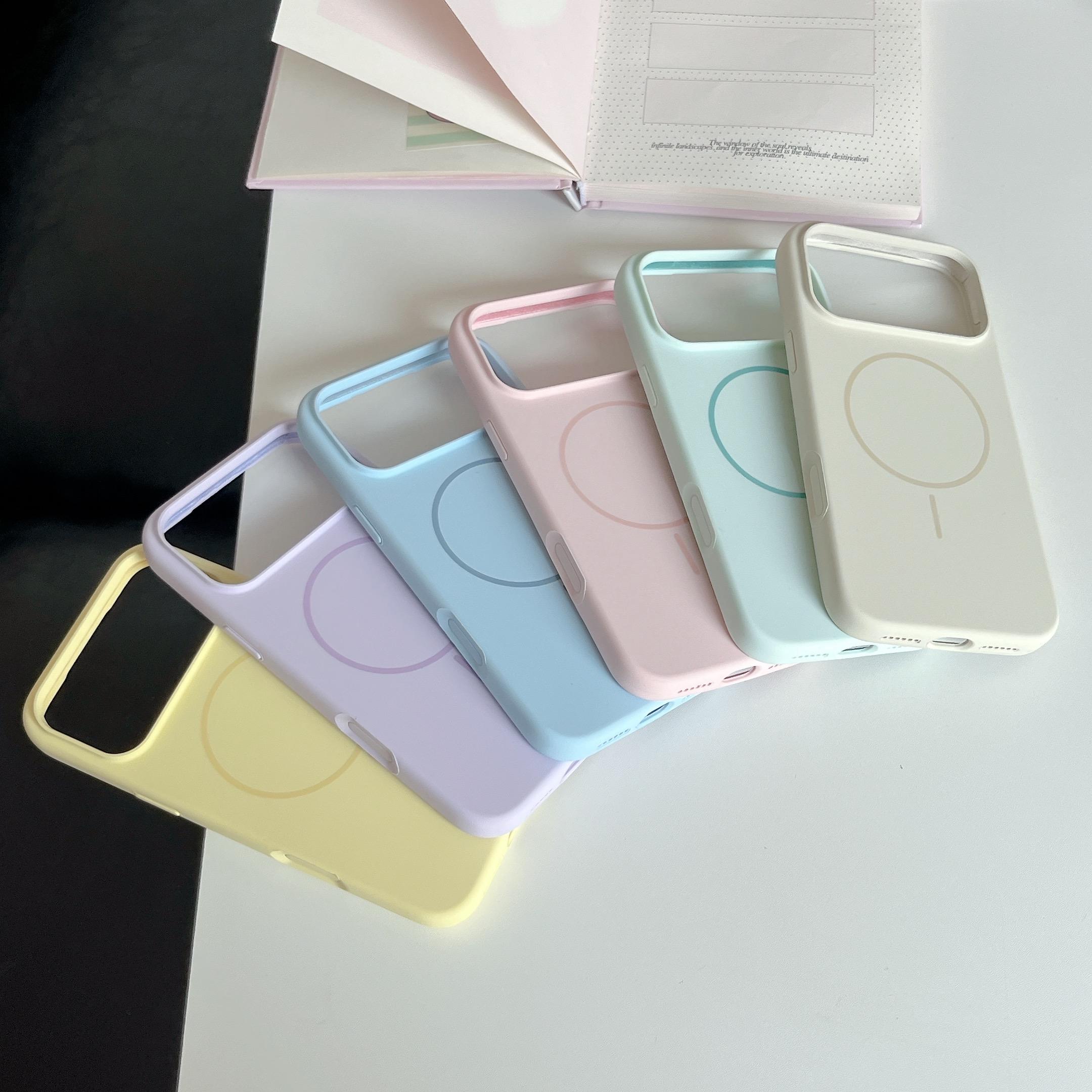 Orange thin circle magnetic suction camera button, all-inclusive, suitable for Apple 17promax mobile phone case, liquid silicone iPhone17 r skin feeling 17pro simple solid color, soft waxy 17 large holes 16