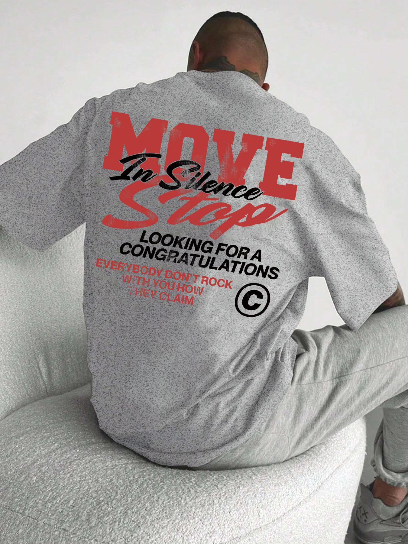 Unisex's Loose Letter Print Round Neck Drop Shoulder Tee, Street Casual Short Sleeve Streetwear Stylish T-shirt for Summer, Unisex's Tops for Daily Wear