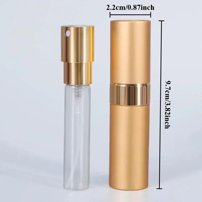 5ML Mini Aluminum Perfume Bottle, Refillable Spray Bottle, Rotating Extendable Nozzle, Empty Cosmetic Dispenser, Ideal for Fragrances