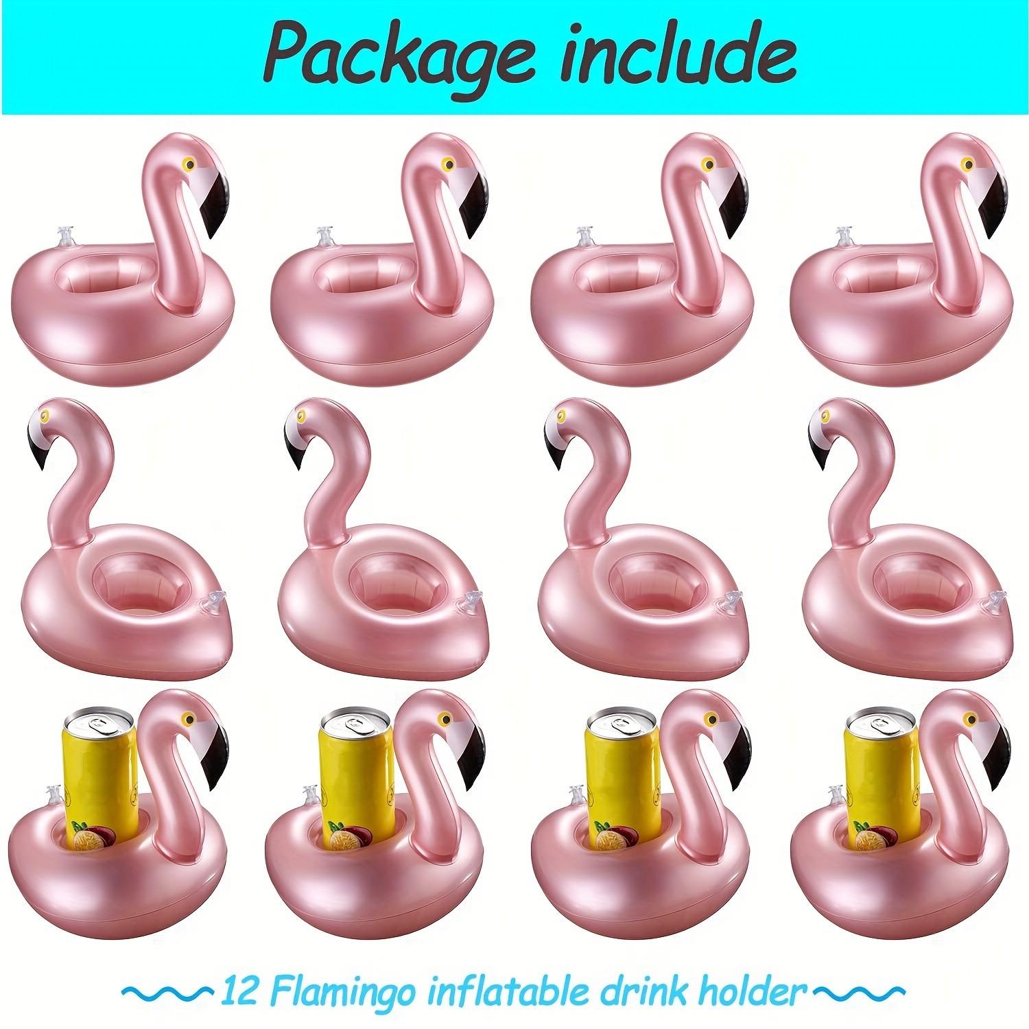 Set of 12 Inflatable Flamingo Drink Holders – Perfect for Summer Pool Parties, Reusable Cute Animal Coasters, Ideal for Keeping Drinks Afloat