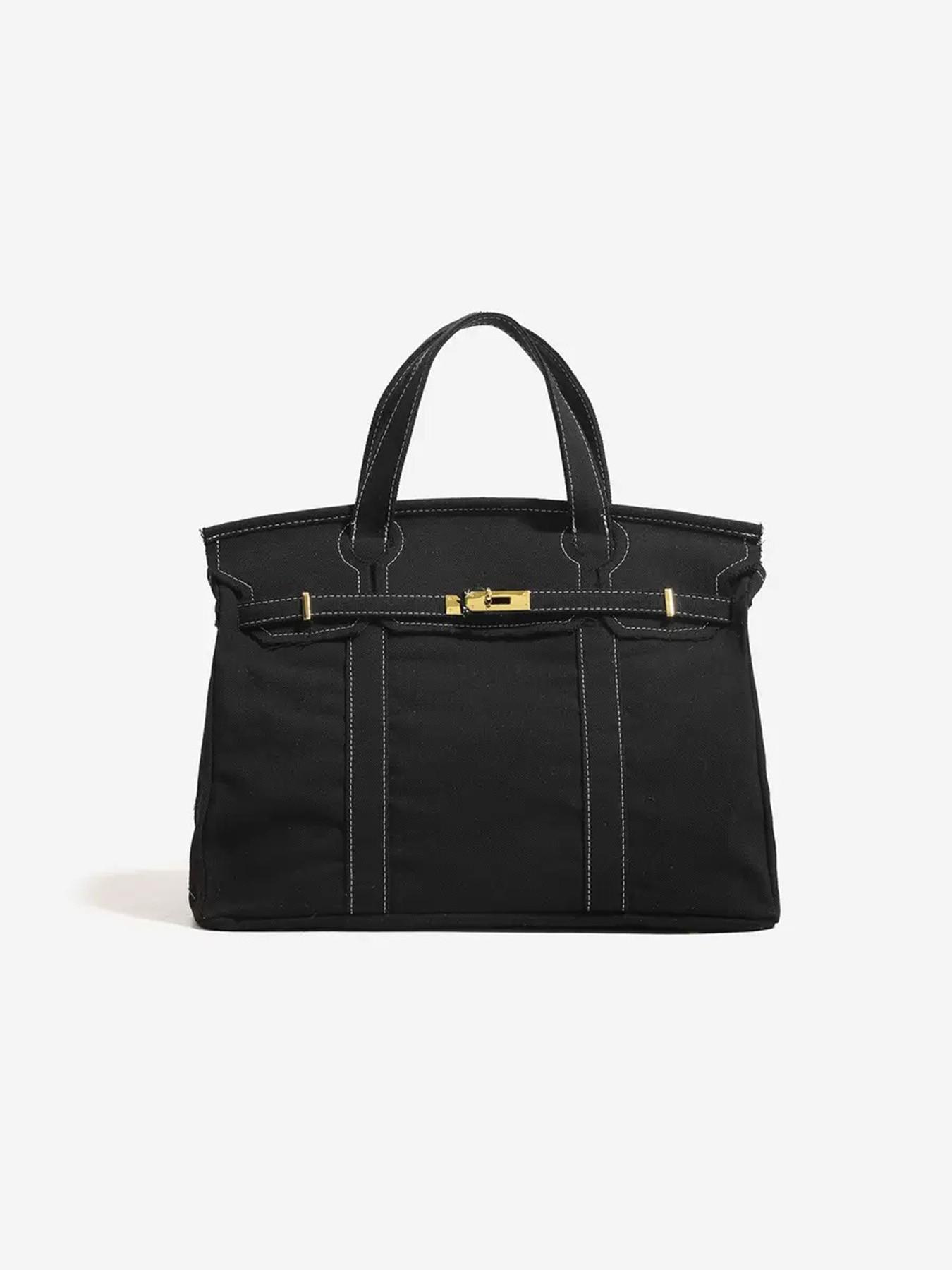 Canvas Tote Bag – Large Capacity Shoulder Handbag, Durable Commuter Bag, Casual Everyday Canvas Bag, Stylish Colorblock Design