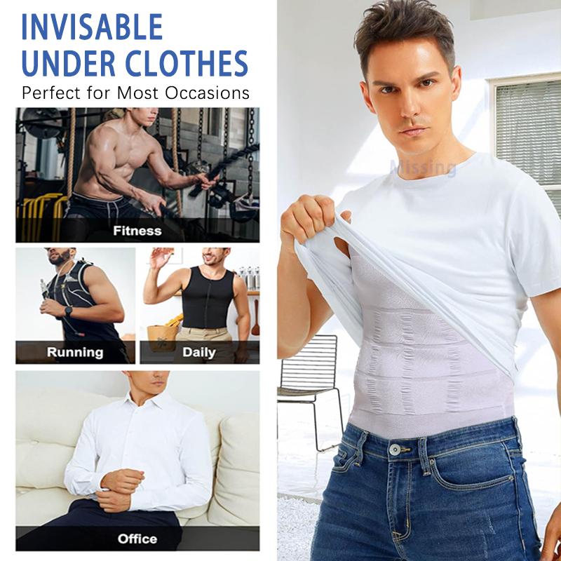 CATTIBOR 1/2/3/4 Pack Men Round Neck Compression Tank Top,Men Shaping Vest,Men Sleeveless Shirt Shapewear,Men GYM Workout Fitness Shirts Tank Tops Shirts Menswear & Underwear,Men's Underwear For All Seasons