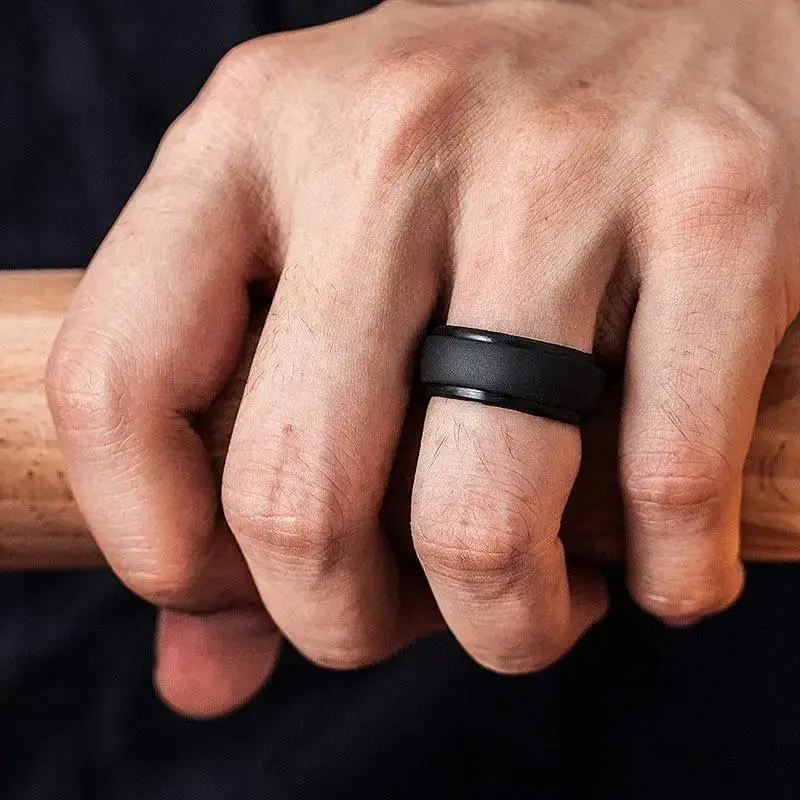 Silicone Rings For Men Women 7-12 sizes Hypoallergenic Flexible Wedding Rubber Bands 8mm Sports Silicone Finger Ring