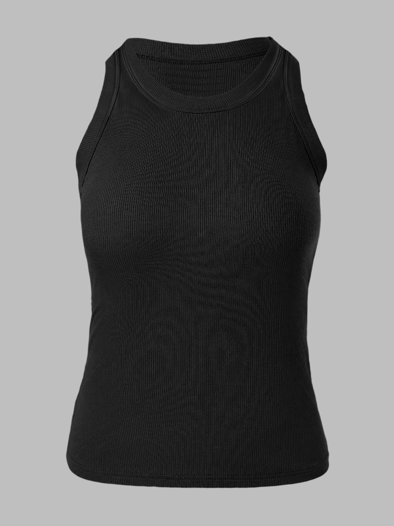 Ribbed Sports Tank Top with Backless Design, Sleeveless Style for All Seasons, Slim-Fitting with Organic Textile Yoga Sports Vest
