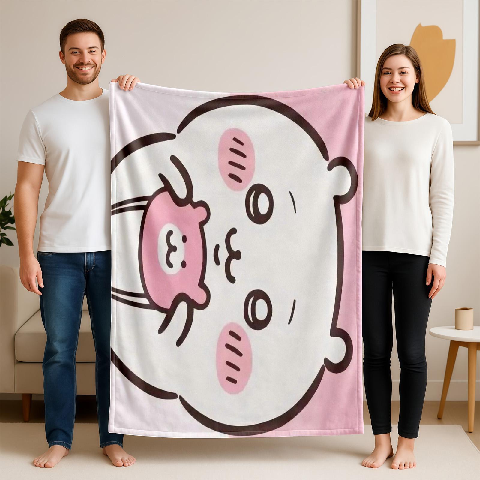 1 piece Cute panda hugging pink bear plush toy themed flannel blanket - Oversized fluffy warm sofa blanket, flannel for beds, all-season multi-purpose, modern style, machine washable, digital print design, 100% polyester, suitable for sofa, bed