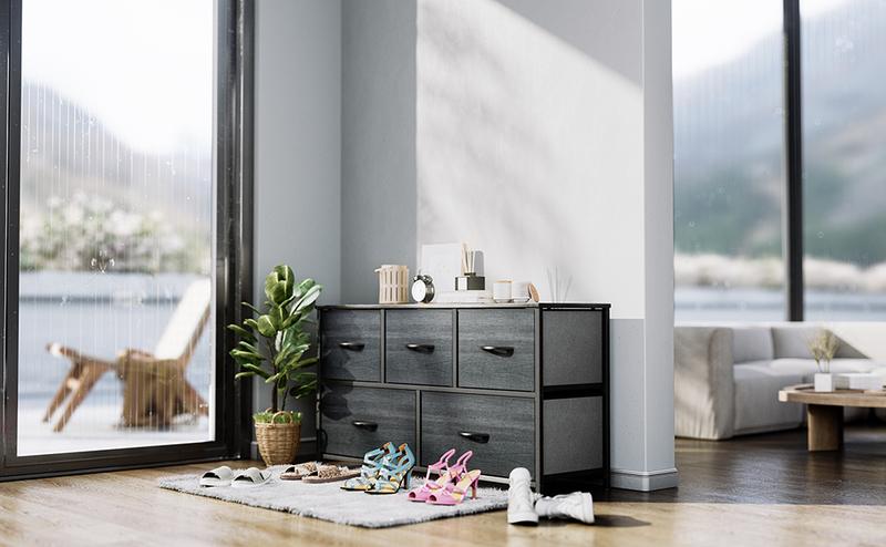 Yitahome Dresser for Bedroom with 5 Drawers, TV Stand Fabric Dresser, Organizer Unit Storage Tower for Bedroom,Living Room,Closets,Girls,Storage Shelf