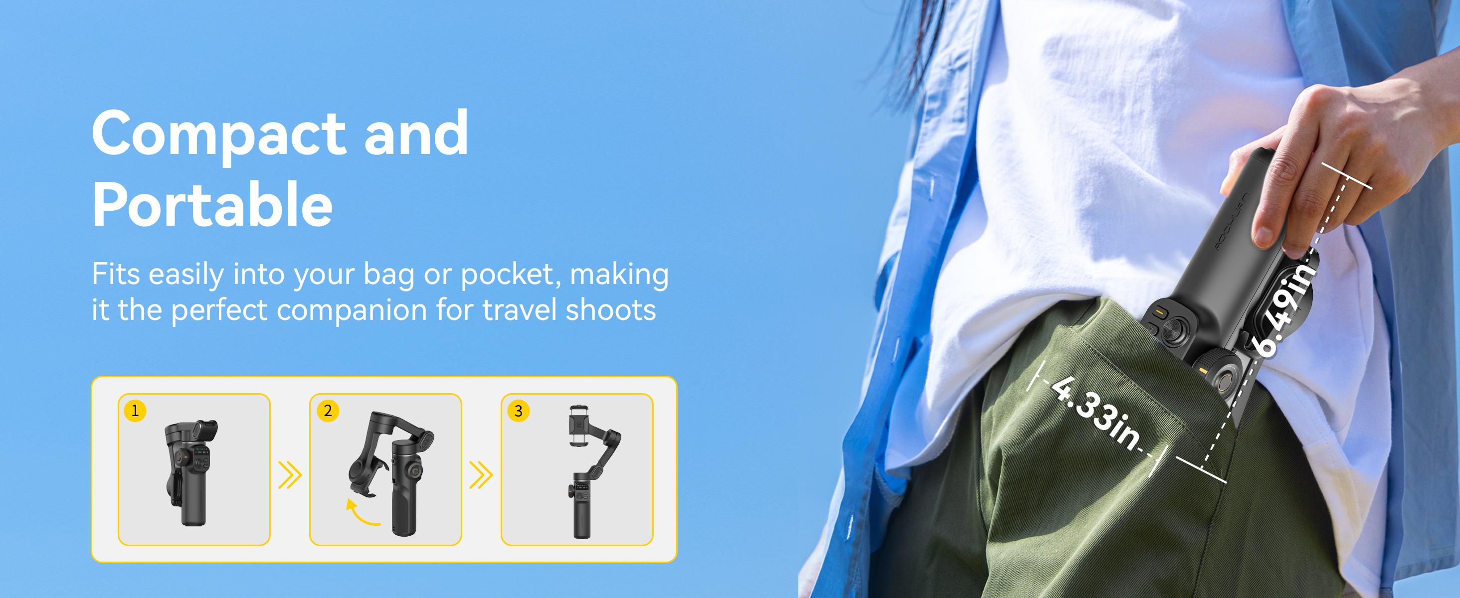 AOCHUAN Gimbal Stabilizer for iPhone, 3-Axis Smartphone Gimbal Built in 7.8' Extension Rod, Portable Gimbal Stabilizer w/OLED Display for iPhone/Android, Perfect for TikTok YouTube Vlogging-Smart X2 Black