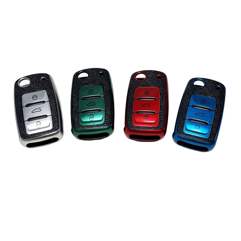for Volkswagen Key Protection Cover Key Case Key Fob Protector Soft Durable Tpu Material 360 Degree Protection for Jetta Golf Polo Mk6 Passat Tiguan Beetle 3 Buttons