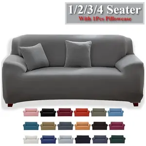Solid Color Sofa Covers for Living Room Elastic Sofa Cover L Shaped Corner Couch Cover Slipcover Chair Protector 1/2/3/4 Seater