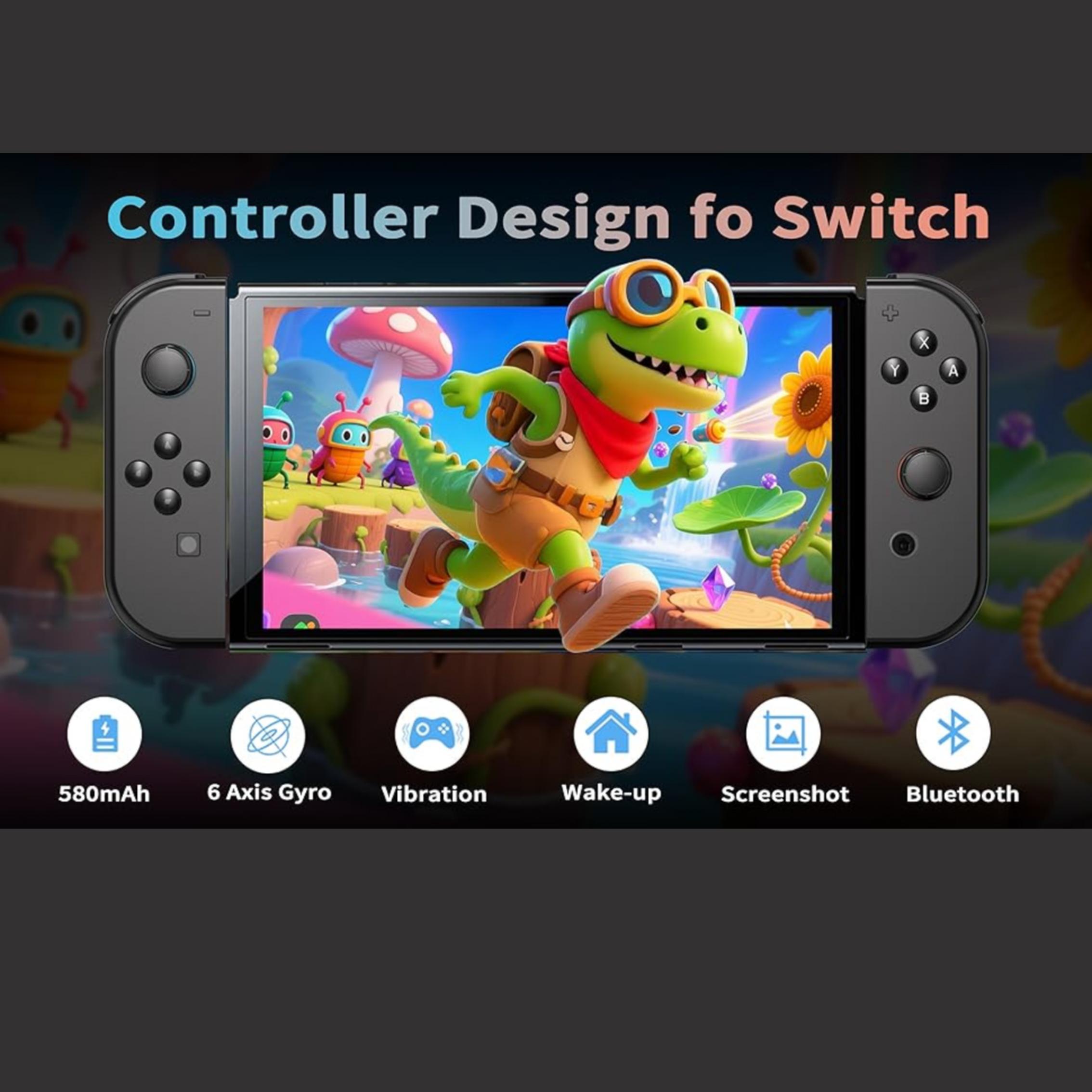 Switch Game Controller Handle, Wireless L/r Controllers for Switch/lite/oled, Dual Vibration Cool Replacement, Wake-Up Switch Accessory, Handheld Controller