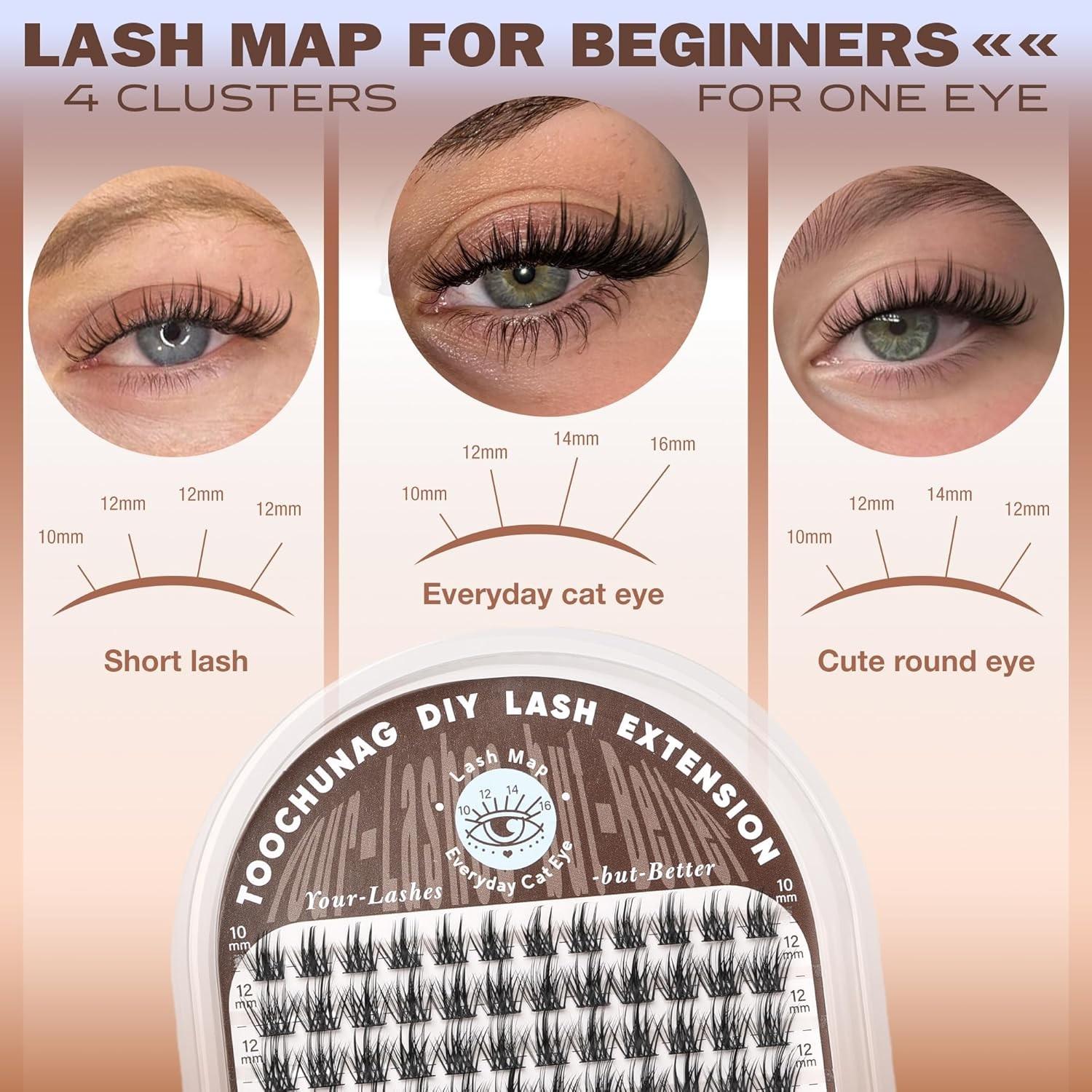 Pointed Eyelash Clusters, Fine Thread Lashes, Dense DIY Eyelash Growth Liquid, C Curl Fairy Eyelashes, Soft Individual False Eyelashes 10-16mm